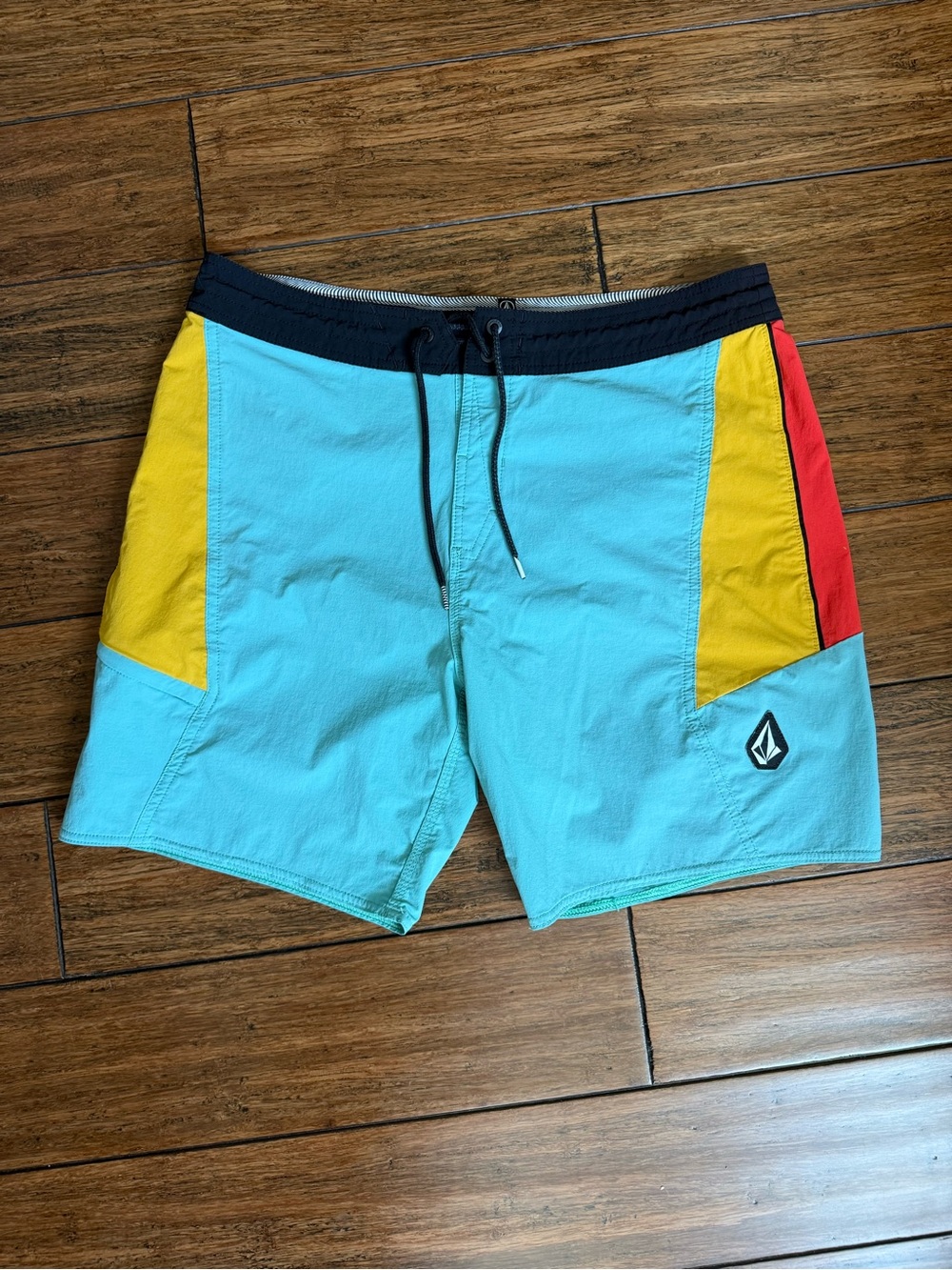 Volcom Colorblock Board Shorts - Turquoise, Yellow & Red